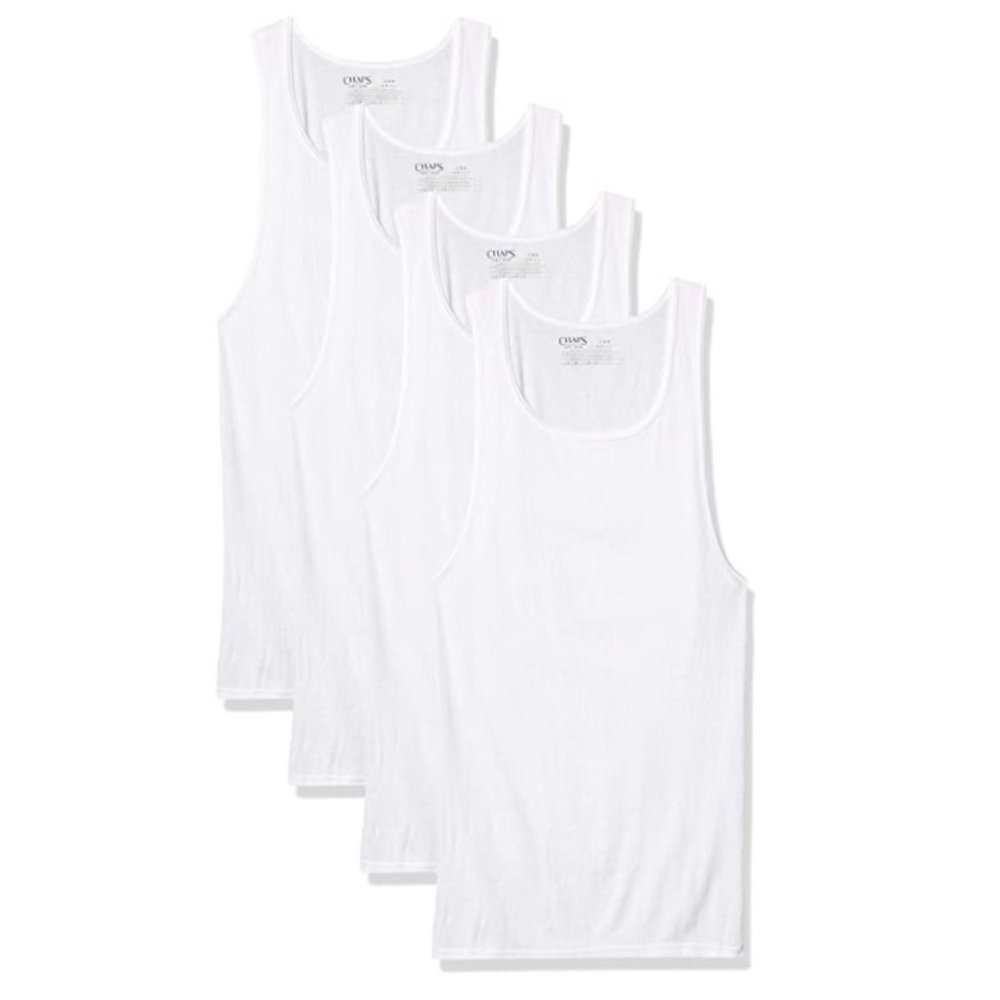 Mens Chaps Underwear Tanks Pkg 4 SMALL LARGE White  New